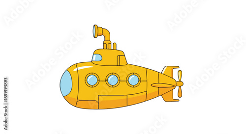 Whimsical underwater explorer: A playful yellow submarine voyage illustration for children's stories