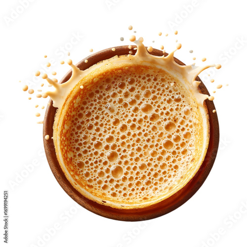 rounds of masala dosa batter mid-pour with crispy edges forming
