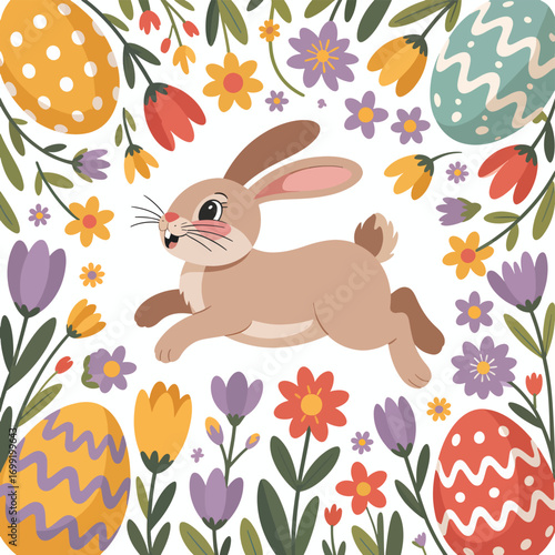 Happy Easter Sunday background flat vector illustration