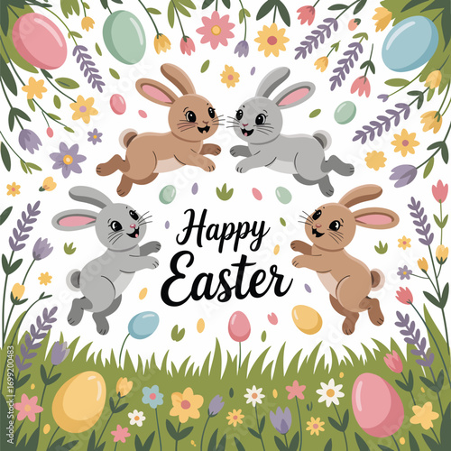 Happy Easter Sunday background flat vector illustration