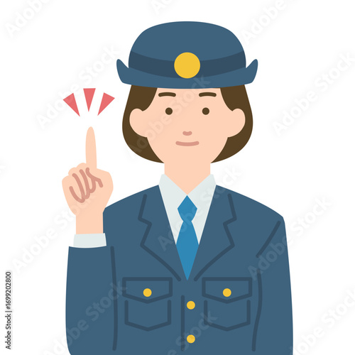女性警察官の指差しイラスト