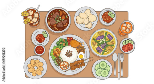 An assortment of colorful and flavorful asian dishes laid out on a table