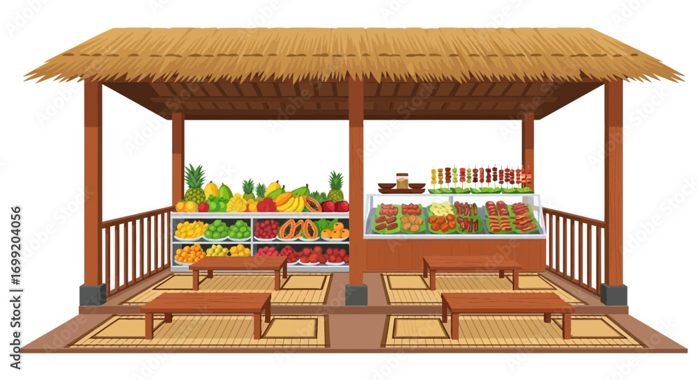 Fototapeta premium Authentic food stall scene offering diverse culinary experiences and delights