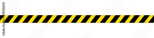 Yellow and Black Diagonal Striped Warning Barrier Tape, Hazard Safety Caution Ribbon - Isolated on Transparent Background
