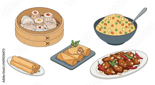 Delightful variety of vibrant asian cuisine, delicious gastronomic adventure