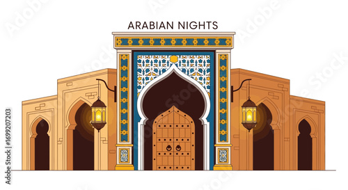Enchanting Middle Eastern Architecture with Ornate Lanterns and Details