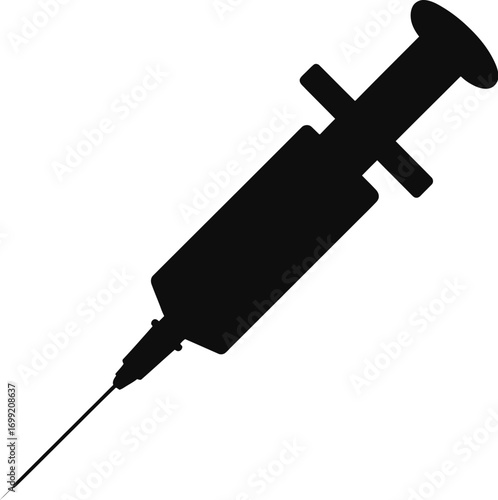 Black syringe medical tool needle injection