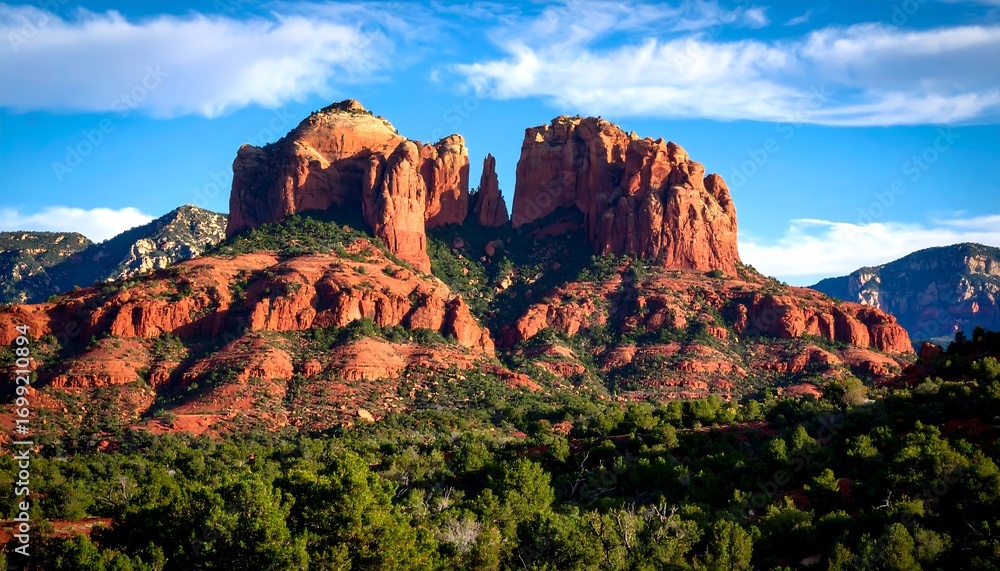 Obraz premium Red rock mountain vista under a vibrant sky