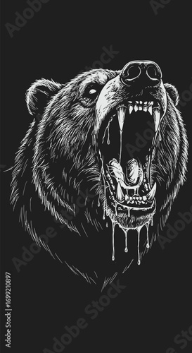 Ferocious Bear Portrait with Graphic Detail.