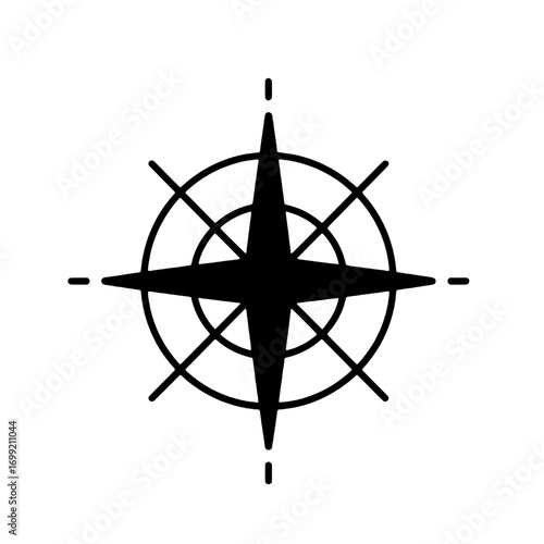 Compass Rose Icon - A Modern and Minimalist Graphic Template for Navigation and Directional Concepts
