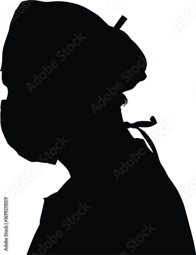 Surgeon wearing mask and cap silhouette medical