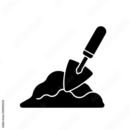 Soil and Shovel Gardening Hand Tool Icon for Planting and Cultivation