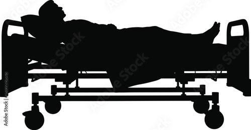 Silhouette person resting on hospital bed medical