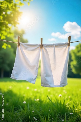 Wallpaper Mural Sun-Drenched Laundry Billowing on Clothesline Fresh Summer Air and Pure Cotton Cleanliness Torontodigital.ca