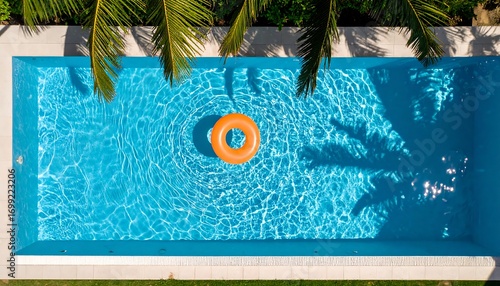 Pool with floating ring, overhead view