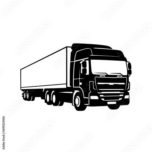 Cargo truck vector icon symbolizing transport logistics, freight delivery, and shipping vehicle