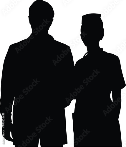 Medical professionals standing together silhouette