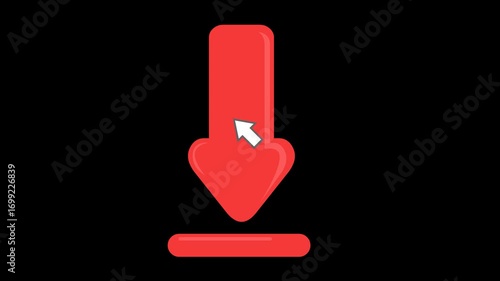 video animation click computer cursor mouse arrow download button digital, on a transparent background with alpha channel set to zero