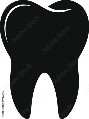 Black molar tooth silhouette dental white