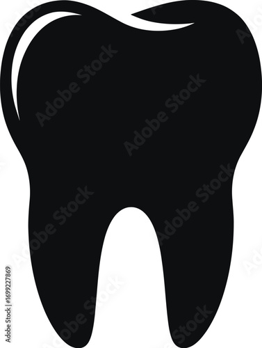 Black molar tooth silhouette dental white