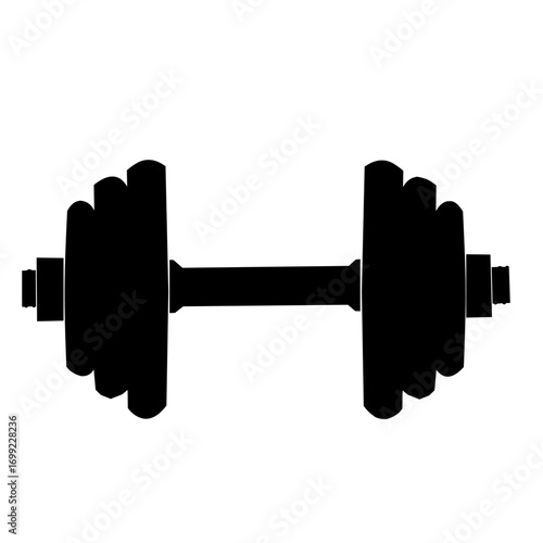 Flat vector illustration of a dumbbell, isolated on white background, ideal for fitness design, gym equipment graphics, bodybuilding concepts, and health training themes.
