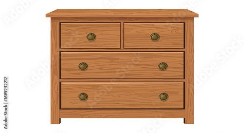 Artistic illustration of a classic wooden dresser with four drawers
