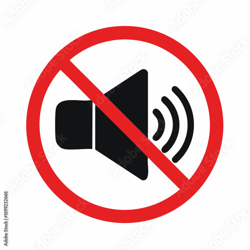Black silhouette vector icon of loudspeaker or music notes with a line through it, representing no loud music or noise allowed