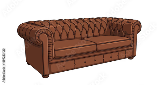 Elegant Brown Chesterfield Sofa, a timeless addition to any living space