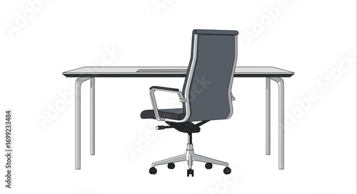 Elegant executive chair complemented by sleek contemporary office desk design