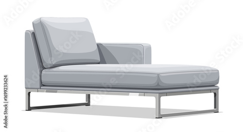 Elegant light gray chaise lounge vector illustration on white background