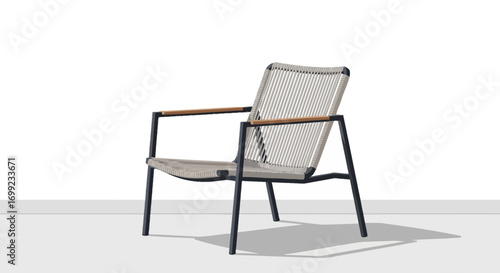 Elegant modern woven chair with minimalist design for outdoor relaxation