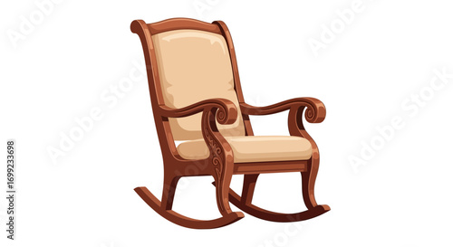 Elegant mahogany rocking chair on a white background for restful spaces