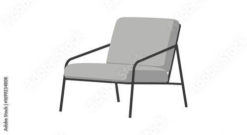 Isolated grey minimalist armchair illustration on a white background