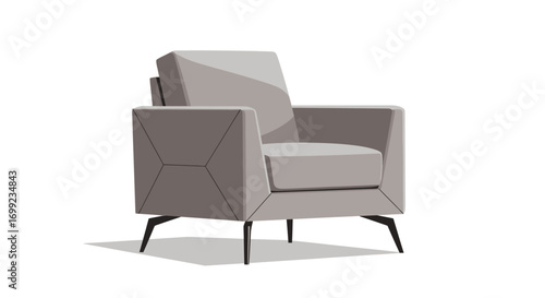 Isolated modern gray armchair offers comfort and sophisticated design