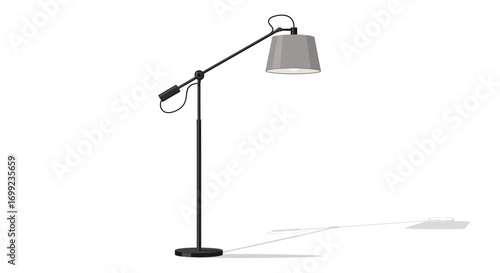 Modern Adjustable Floor Lamp with Gray Shade for Interior Design