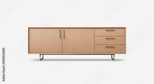 Modern sideboard cabinet for living room, minimalist design studio shot