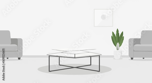 Monochromatic modern living room arrangement with clean and simple lines