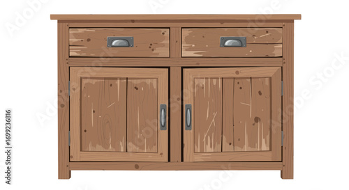 Rustic Wood Cabinet with Drawers and Doors for Storage Solutions