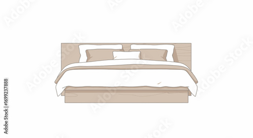 Beige cozy bed vector illustration isolated on white background