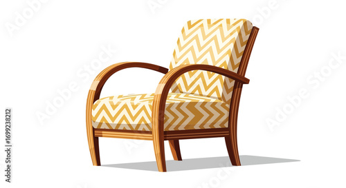 Classic armchair with patterned upholstery illustration in bright colors