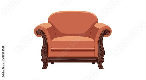 Comfortable armchair with unique details for relaxing in living room
