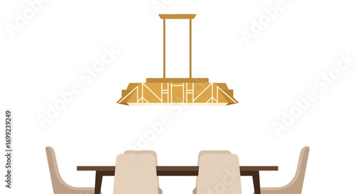 Elegant dining set with chandelier lighting for a modern interior style