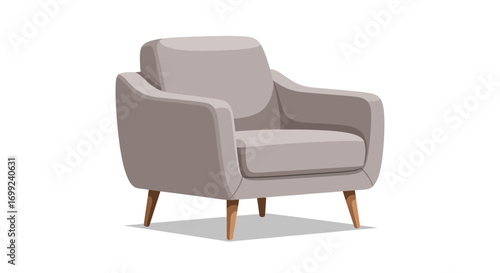 Modern Single Seater Armchair Illustration with Neutral Tones and Sleek Design