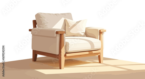 Vector Illustration of a Cozy Armchair with Cushion in Sunlight Interior