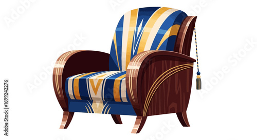 Vintage armchair with geometric patterns, elegant seating arrangement