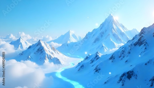 Wallpaper Mural Abstract cloud computing concept with floating data cubes and network connections, bright blue and white color scheme Torontodigital.ca