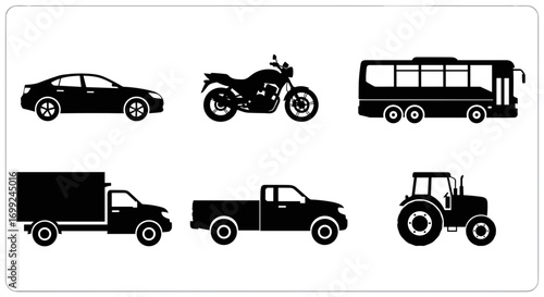 Vector illustration of car motorcycle bus truck and tractor transportations