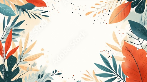 Elegant Watercolor Botanical Frame with Vibrant Foliage Design