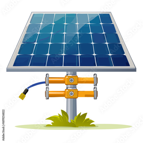 Solar Panel Illustration for Smart Farming Technology Concept.