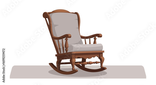 Classic wooden rocking chair illustration for relaxation and comfort
